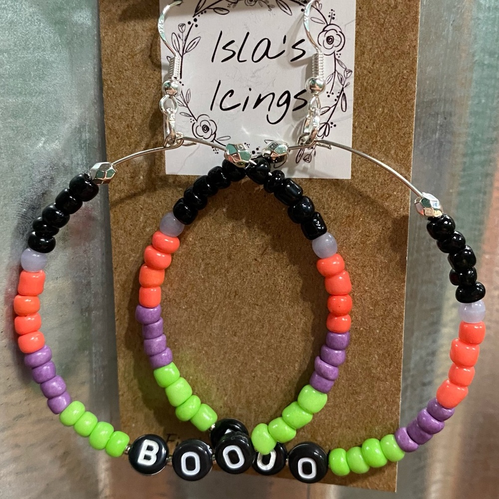 Beaded Hoop Earrings - Large